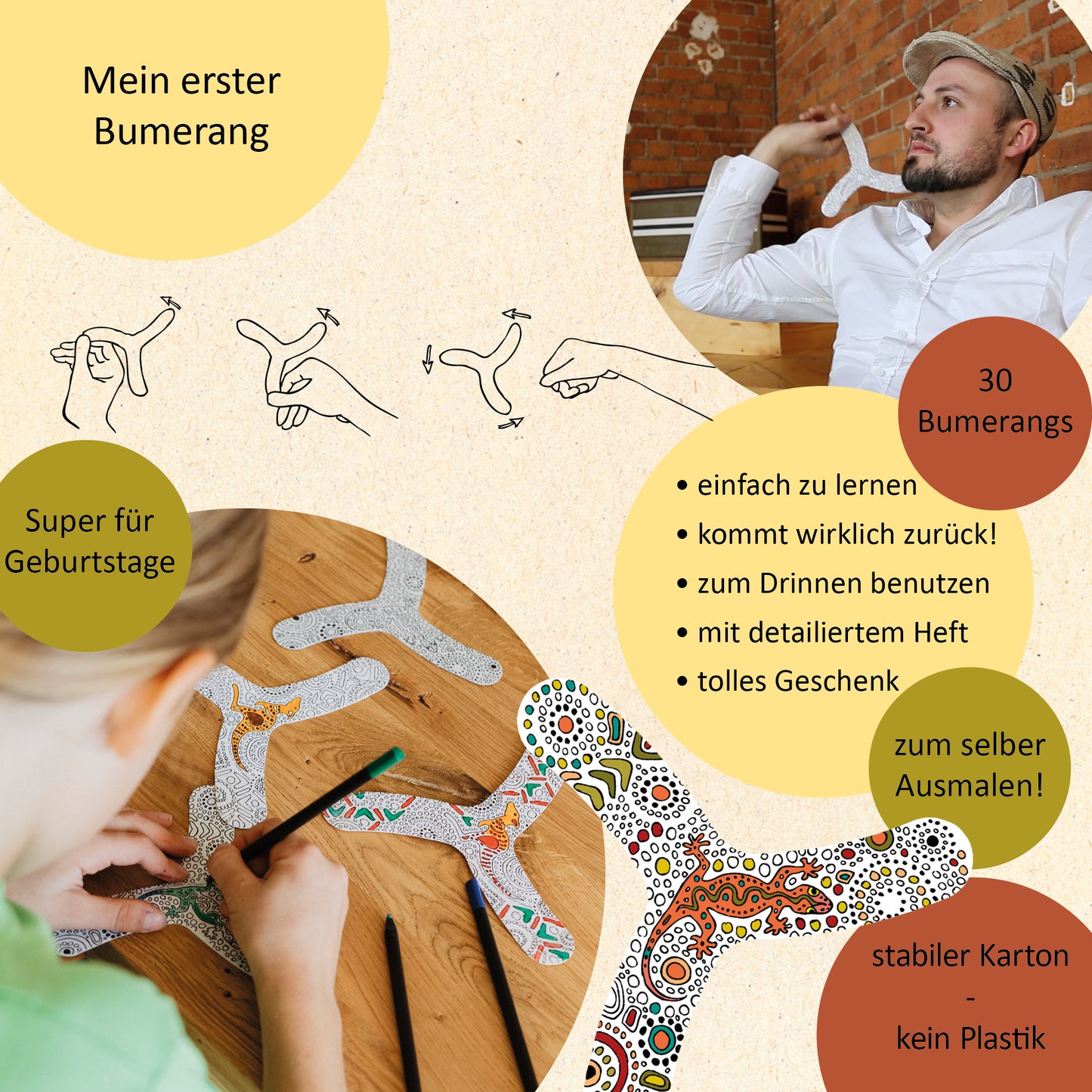 TICTOYS - MY FIBO Indoor Bumerang Set (4er)