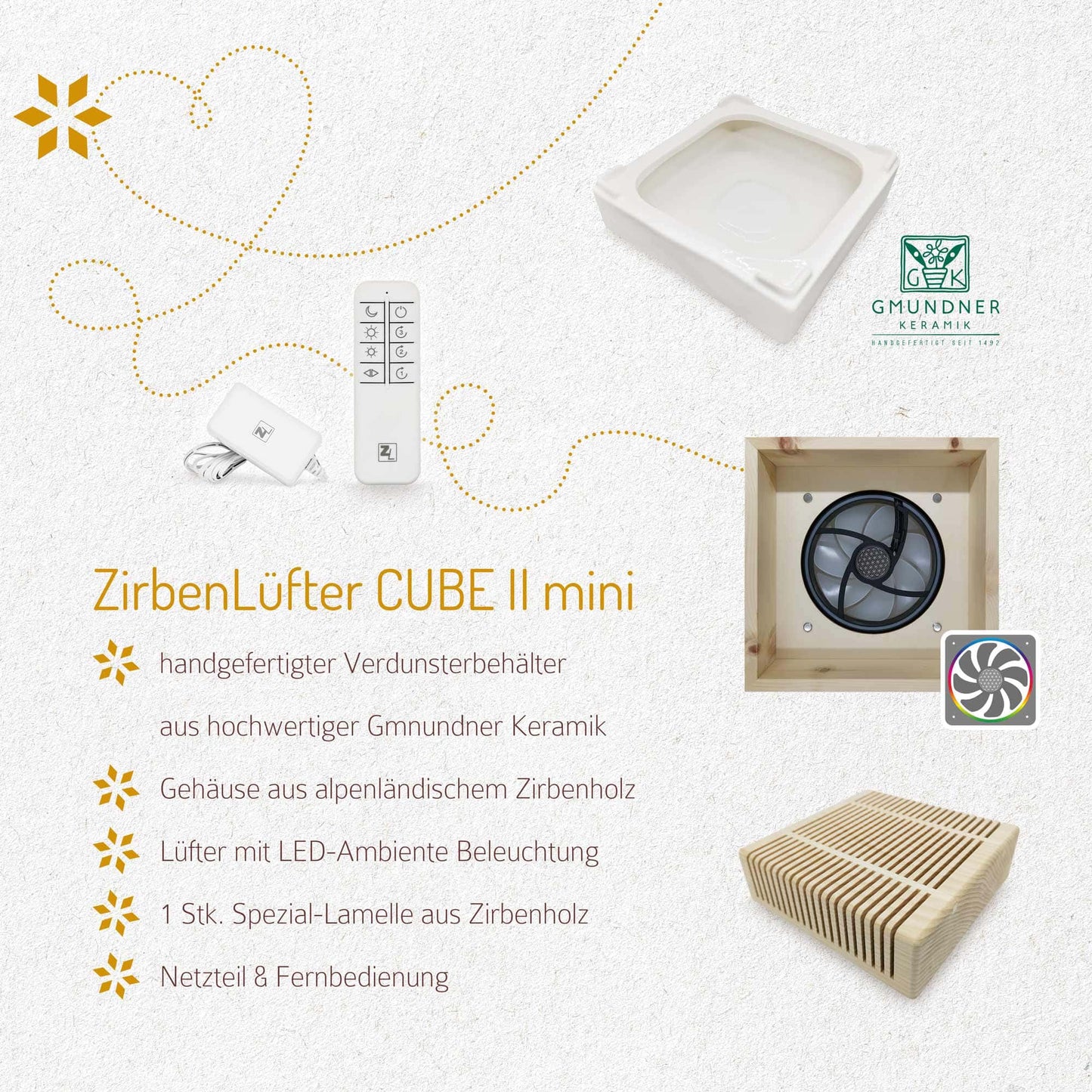 ZIRBENLÜFTER® Natürlicher Luftreiniger CUBE ll mini (20m2)