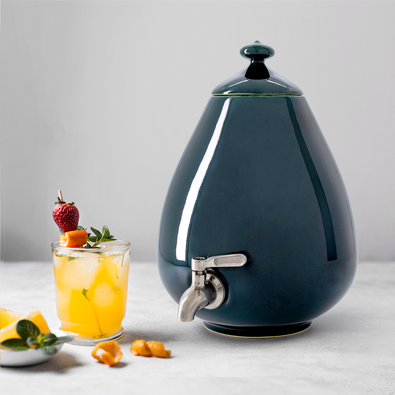 MINNICO® Keramik Getränkespender (5l) Porzellan-Ei + Gratis-Ständer / TANNENGRÜN