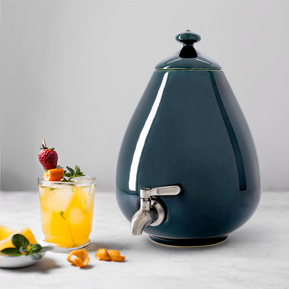 MINNICO® Keramik Getränkespender (5l) Porzellan-Ei + Gratis-Ständer / TANNENGRÜN
