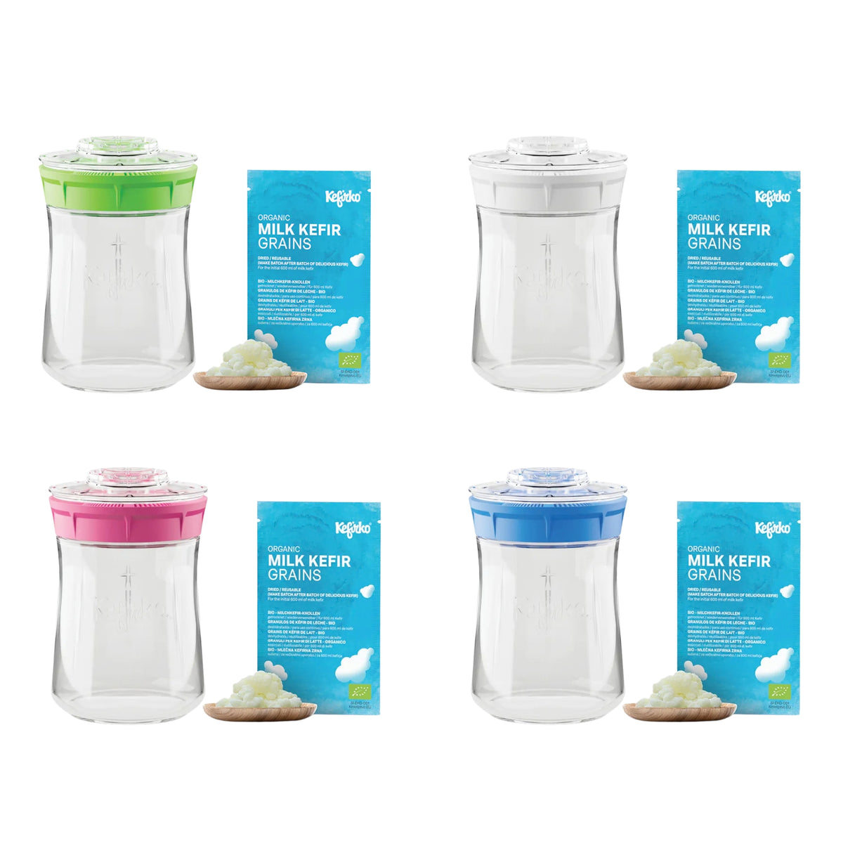 KEFIRKO DIY Milchkefir Fermenterglas 9dl (Diverse Farben)