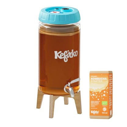 KEFIRKO DIY Kombucha Fermenter-Set 4L + Kombucha-Starter KIT I (Diverse Farben)