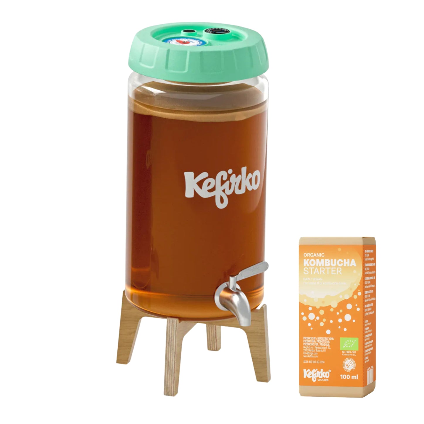 KEFIRKO DIY Kombucha Fermenter-Set 4L + Kombucha-Starter KIT I (Diverse Farben)