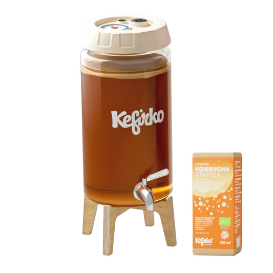 KEFIRKO DIY Kombucha Fermenter-Set 4L + Kombucha-Starter KIT I (Diverse Farben)