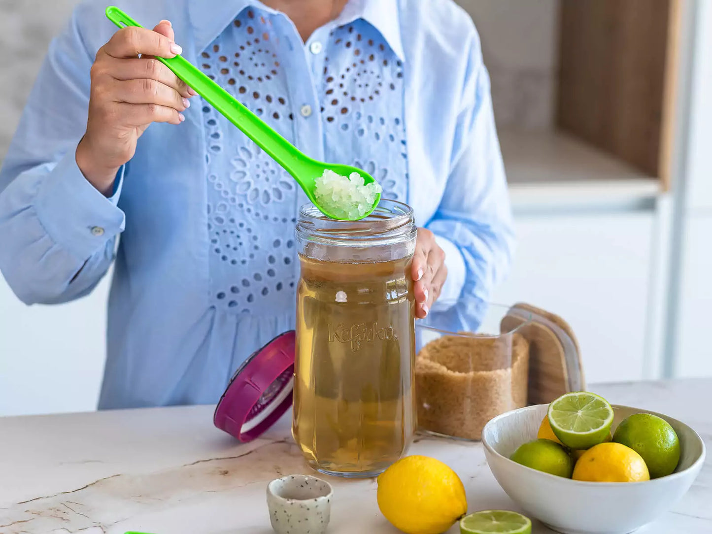 KEFIRKO DIY Wasserkefir Glas-Set 1.4L (Diverse Farben)