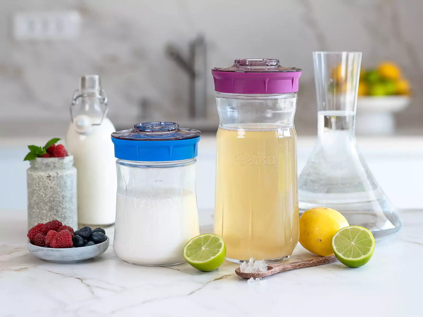 KEFIRKO DIY Wasserkefir-Sets 1400ml (inkl. Japankristalle) / WEISS