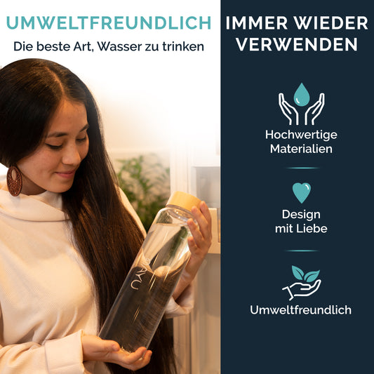 MAYU® WATER BOTTLES (5dl/1L/1,5l) / (Bambusdeckel)