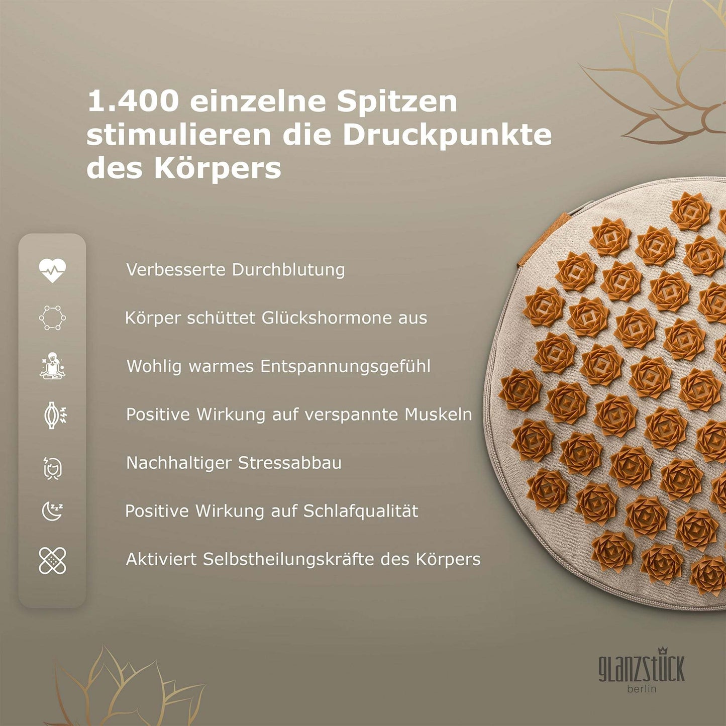GLANZSTÜCK Berlin® Akupressur Sitzkissen MEDITATION