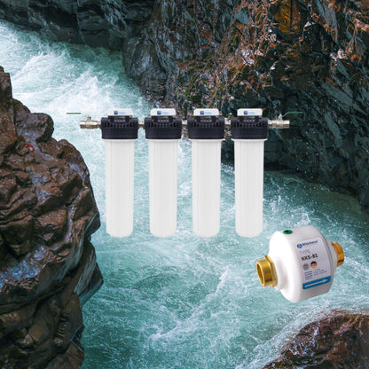 PEKA®20 Hauswasser-Filtersystem (4er) komplett (MFH) + WHIRLATOR® Wirbler