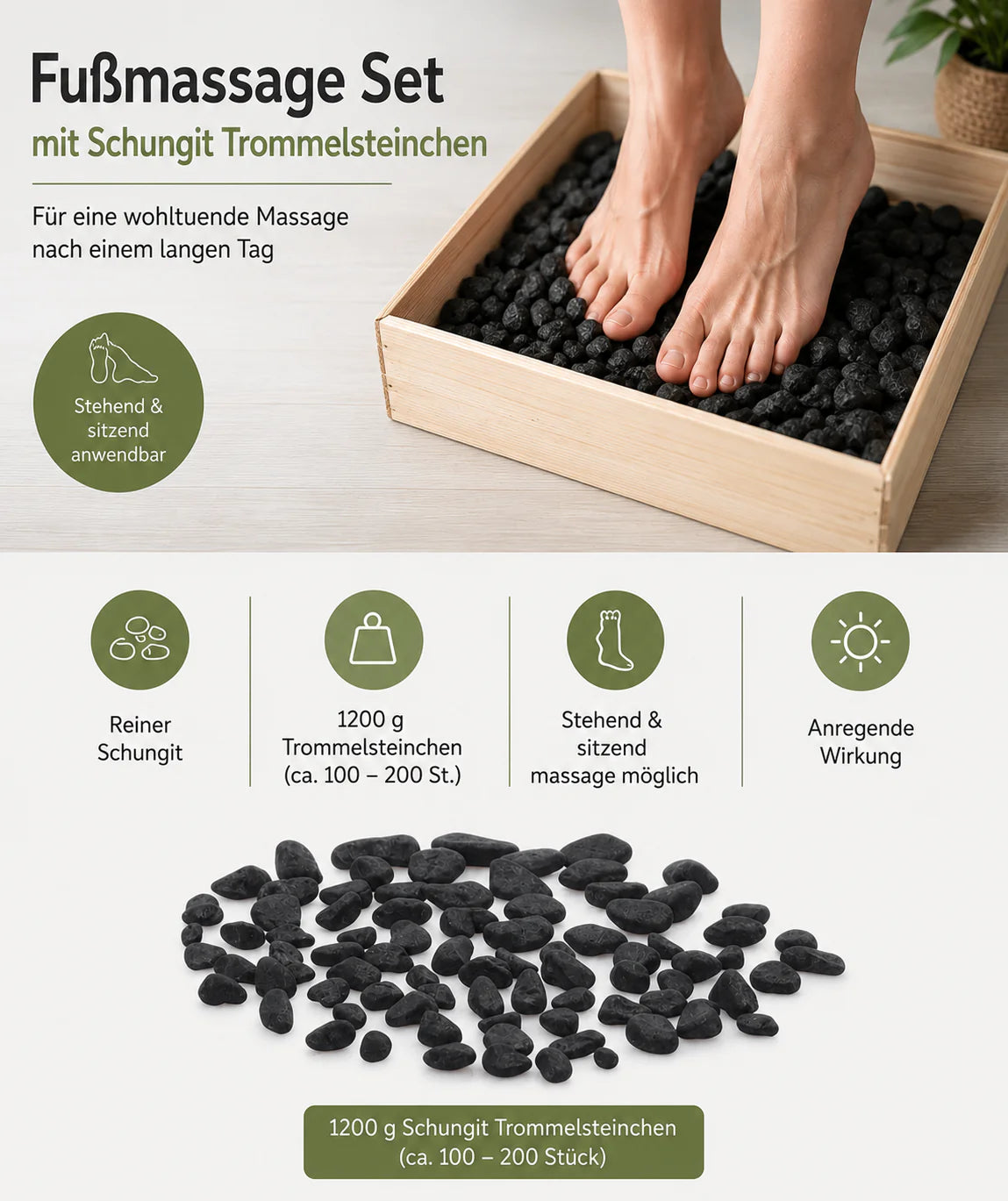 Original Schungit / Fussmassage Trommelsteine (1200g/2400g)