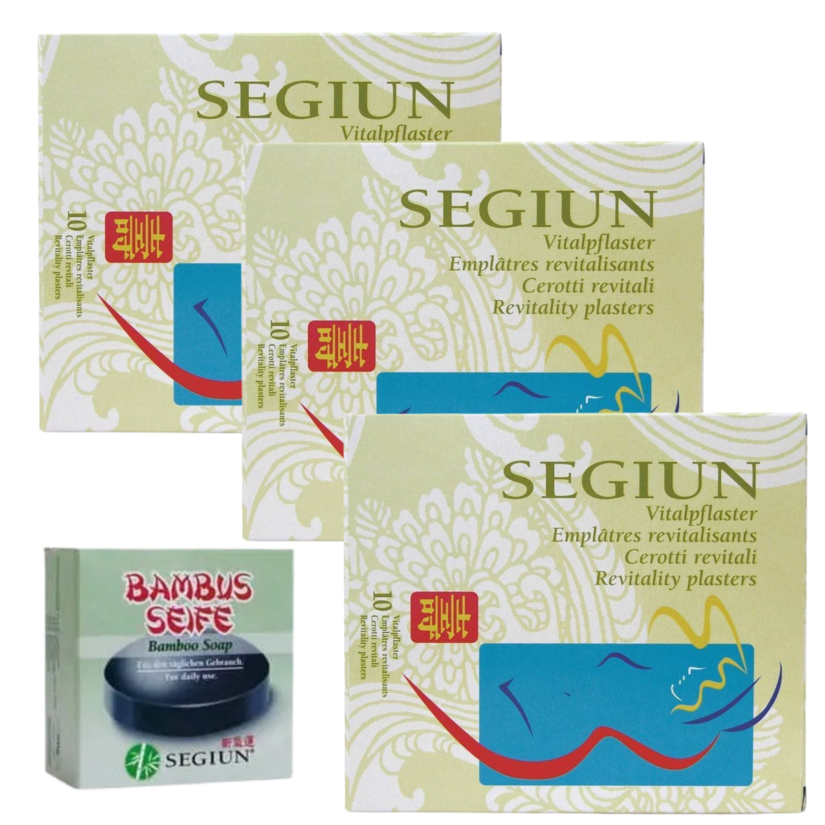 SEGIUN® Bambus Vitalpflaster-Set 30Stk. / TRIO (inkl. Bambusseife)
